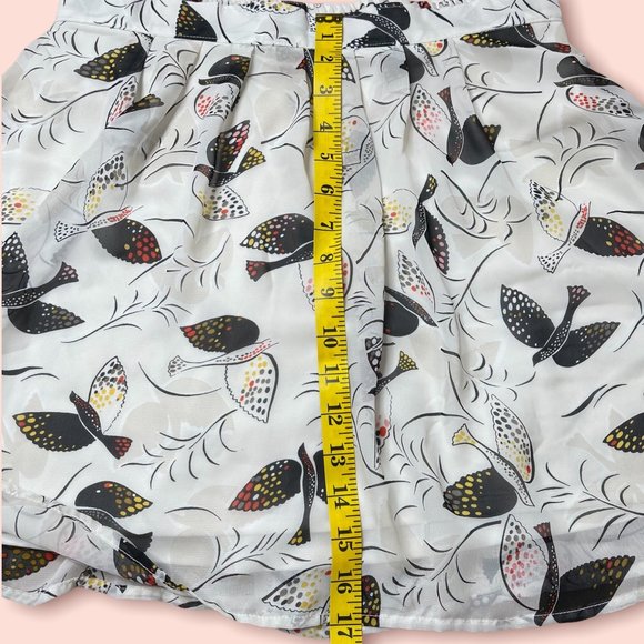 Old Navy Womens Skirt Small S Short White Black Bird Lined Elastic Waist - Picture 4 of 8